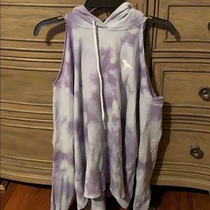 Pink VS tie dye cold shoulder hoodie